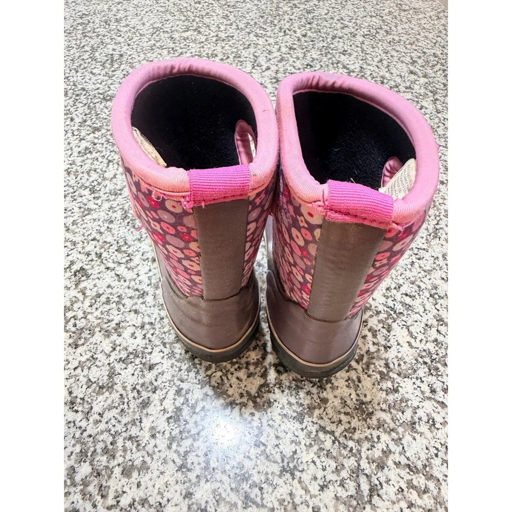 Falls Creek Winter Rain Boots Kids Size 8 Purple Floral Neoprene Gorpcore